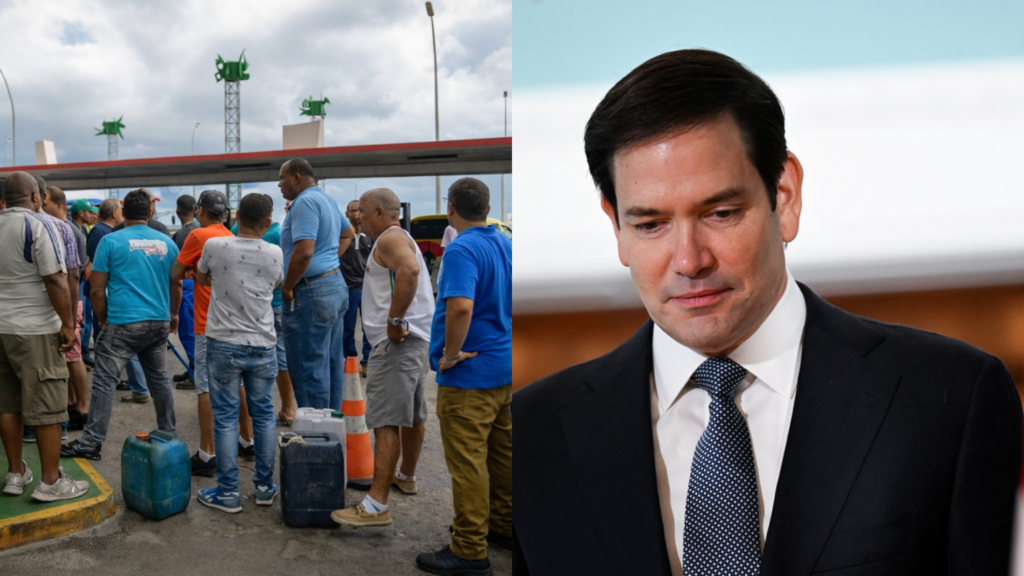 Imagen de filas para combustible en Cuba y Marco Rubio