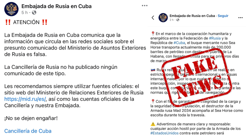 Comunicado desmentido por la Embajada de Rusia en cuba
