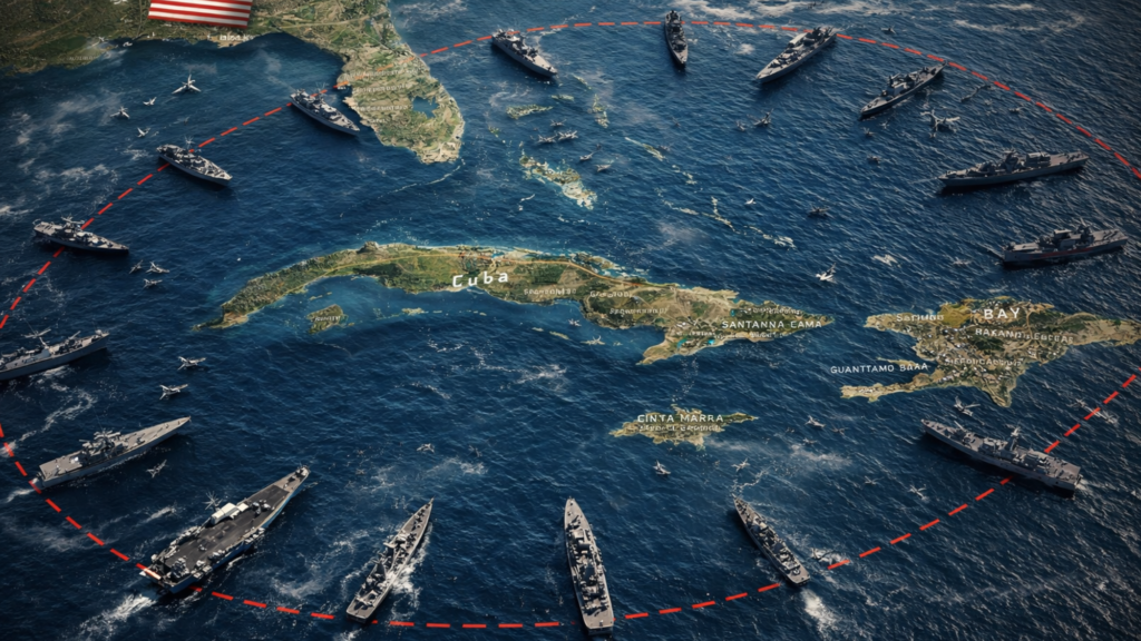 Imagen representando un bloqueo total a Cuba generado con IA