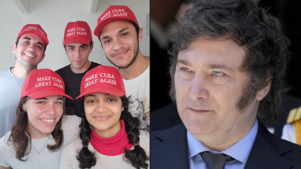 Javier Milei y jóvenes de Fuera de la caja